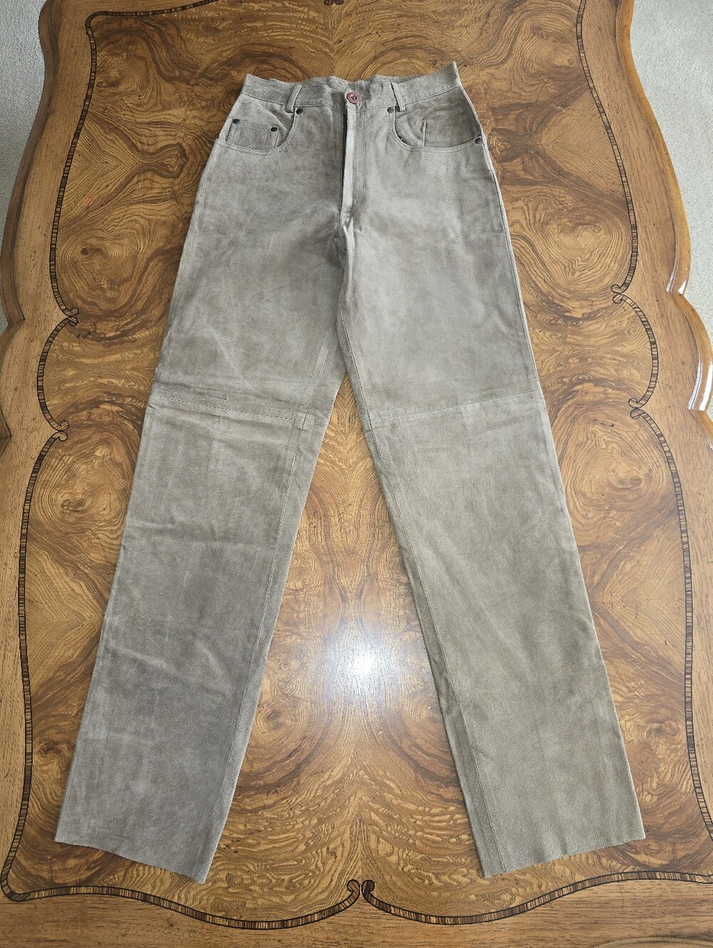Vintage Saguaro West Taupe Real Suede Straight Leg Pants, Womens Size 8